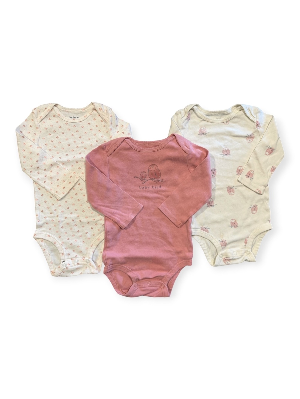 Carter's Baby Bodysuits 3-Pack Long Sleeve Size 12 Months